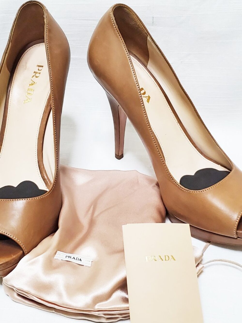 Authentic PRADA Nude Leather Peeptoe Stiletto Size 39 - Picture 16 of 16